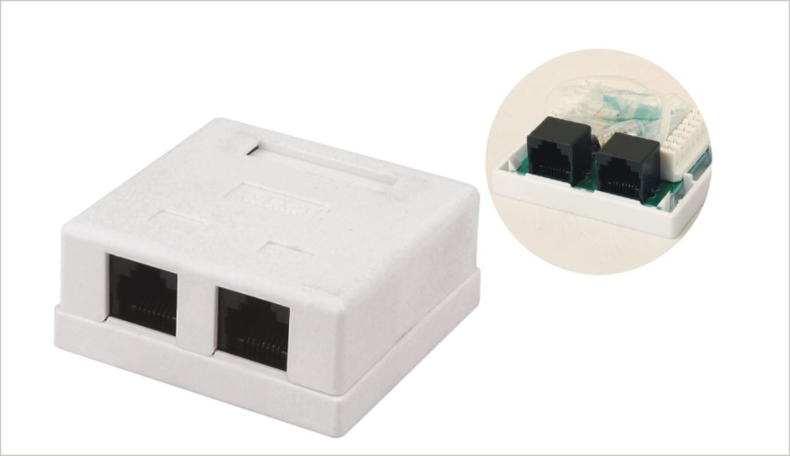 ปลั๊กไฟสำหรับต่อเข้าที่ผนัง 2 ช่อง RJ45 CAT5E CAT6 สีขาว YH7014