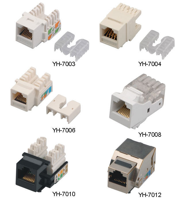 โฮมเน็ตเวิร์ค Cat6 RJ45 แจ็คคีย์สโตน IDC CE 8P8C แจ็คโมดูลาร์ Golden Pin YH7003