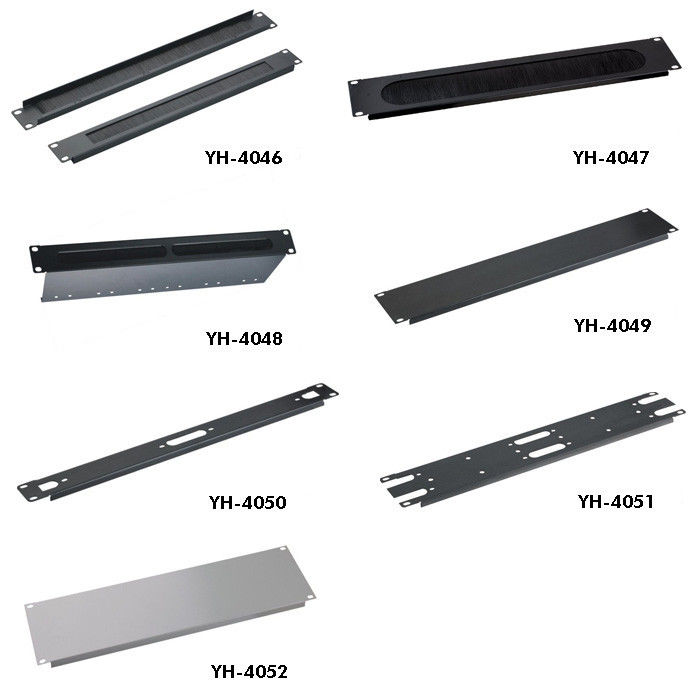OEM ODM 1u การจัดการสายเคเบิลเครือข่ายวัสดุ SPCC พร้อมแปรง, ไม่มีแหวนโลหะ YH4046